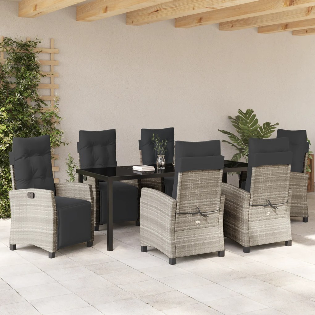 vidaXL Σετ Γευμάτων Κήπου 7 Τεμαχίων Light Grey από Πολυ Ρατάν