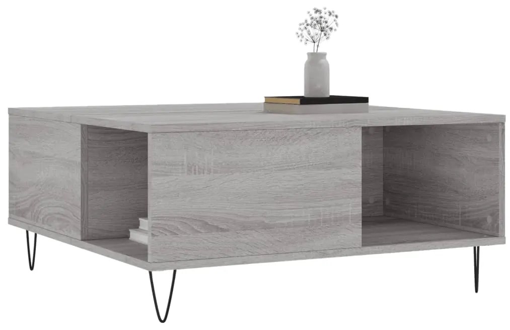 vidaXL Τραπεζάκι Σαλονιού Γκρι Sonoma 80x80x36,5εκ. Επεξεργασμένο Ξύλο