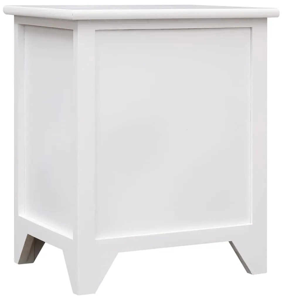 vidaXL Κομοδίνο Λευκό 38 x 28 x 45 εκ. από Ξύλο Παυλώνιας