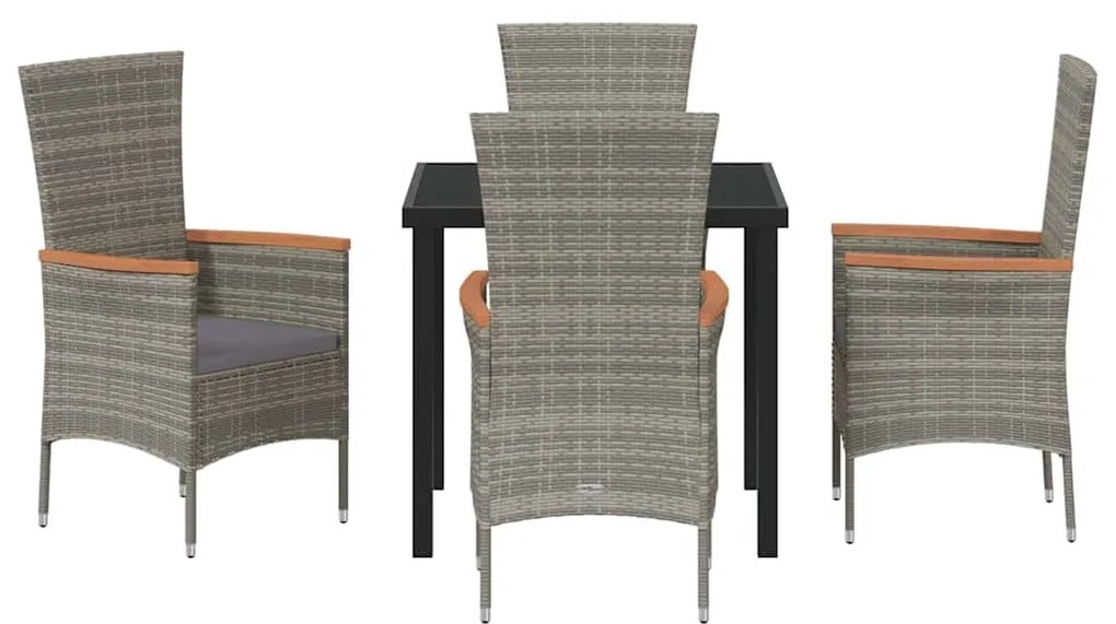 vidaXL Σέτ φαγητού για κήπο 5 pcs Γκρι Χάλυβας με επίστρωση πούδρας