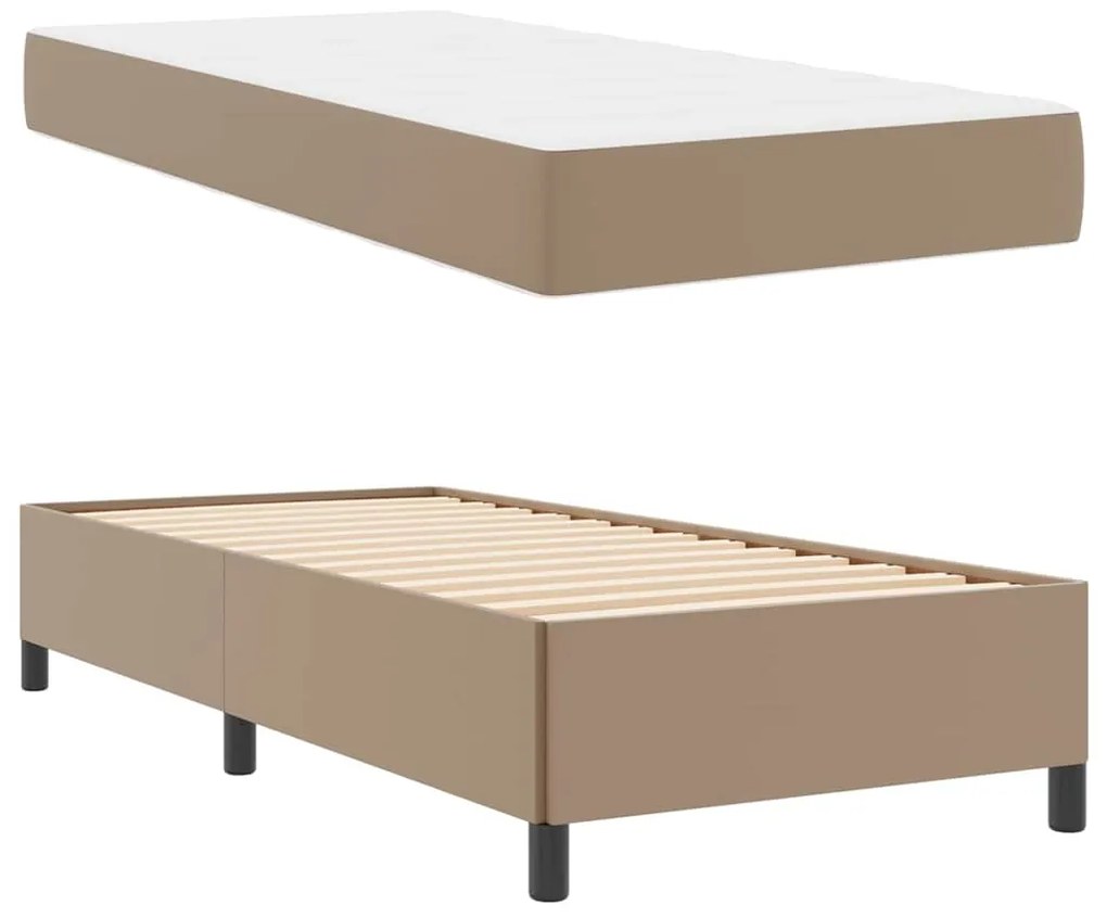 vidaXL Σκελετός Κρεβατιού με στρώμα Καπουτσίνο 80 x 200 cm ύφασμα
