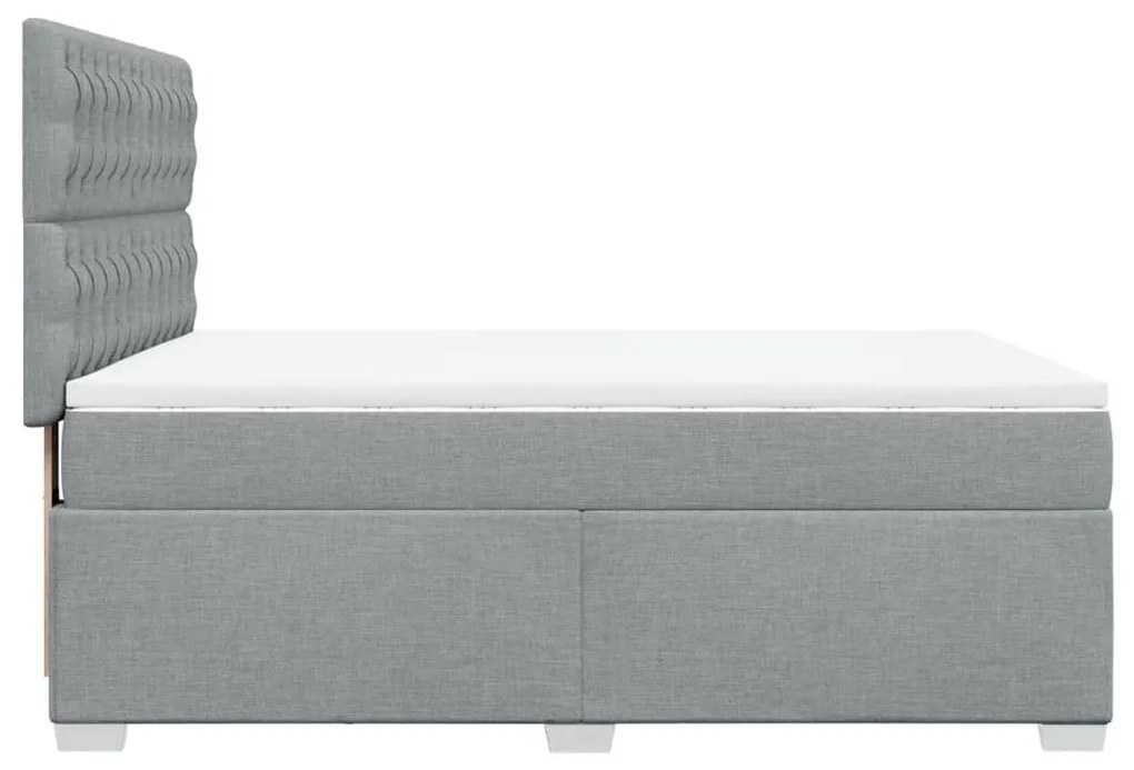 Κρεβάτι Boxspring με Στρώμα Ανοιχτό Γκρι 140x200 εκ. Υφασμάτινο - Γκρι