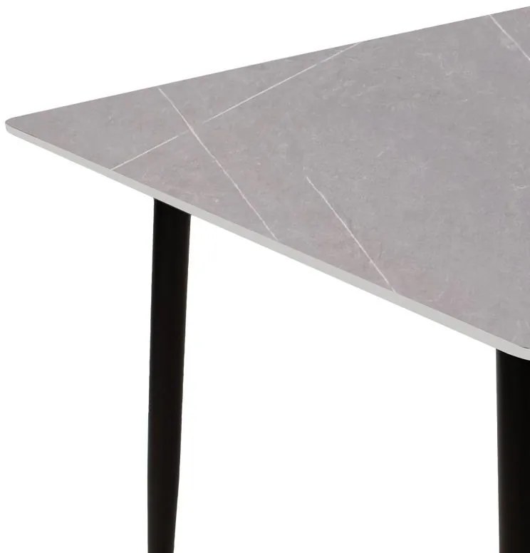 Τραπέζι Gustas γκρι μαρμάρου sintered stone-μαύρο μέταλλο 140x80x75εκ 140x80x75 εκ.