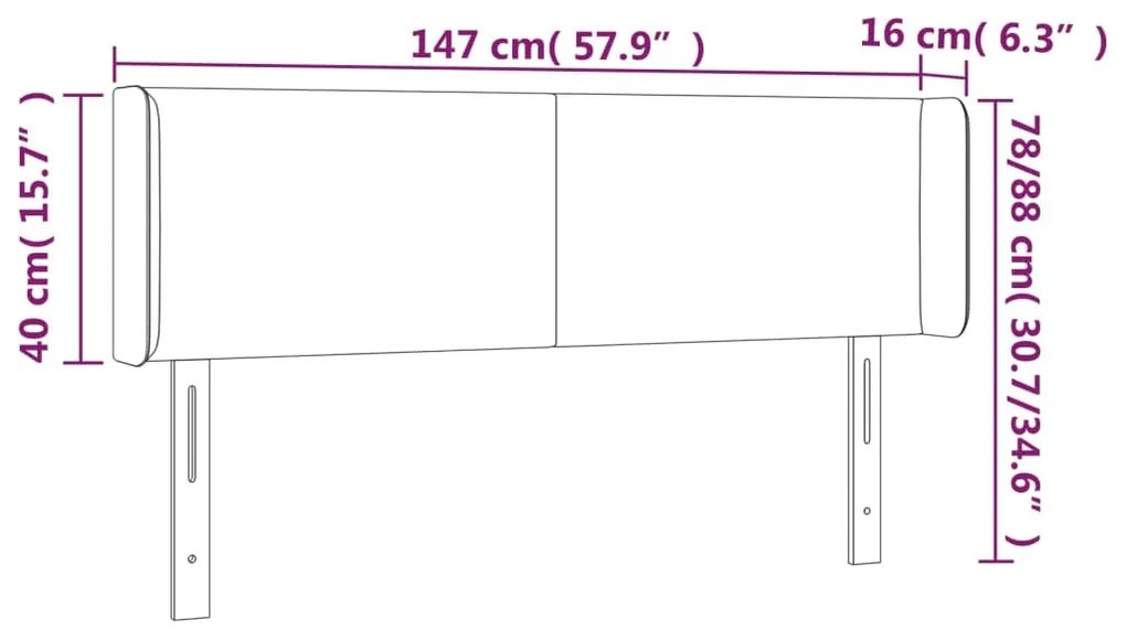 Κεφαλάρι Κρεβατιού LED Λευκό 147x16x78/88 εκ. Συνθετ. Δέρμα 3123047