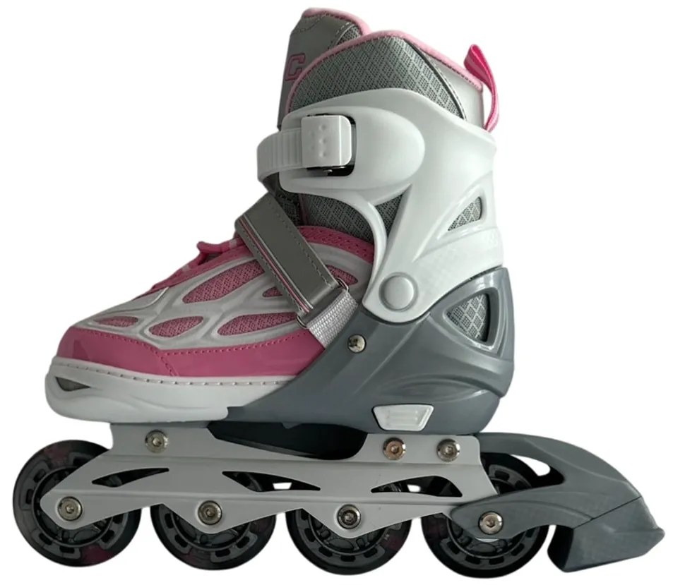 Αυξομειούμενα Πατίνια Roller G&amp;C BW188 Γκρι/Ροζ με LED Τροχούς IN-LINE SKATES Medium (35-38)