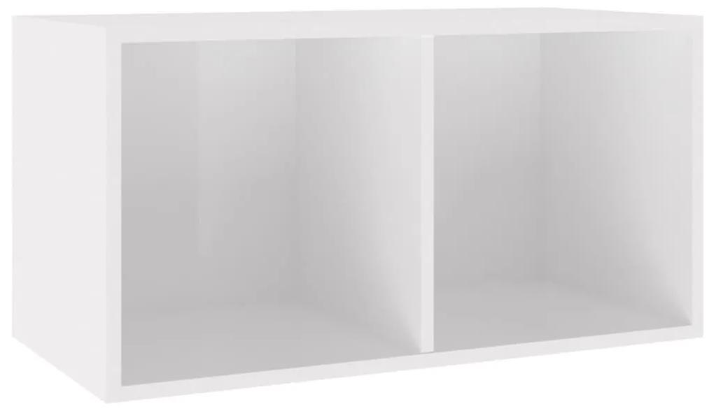 Έπιπλο Δίσκων Βινυλίου Γυαλ. Λευκό 71x34x36 εκ. Επεξεργ. Ξύλο - Λευκό