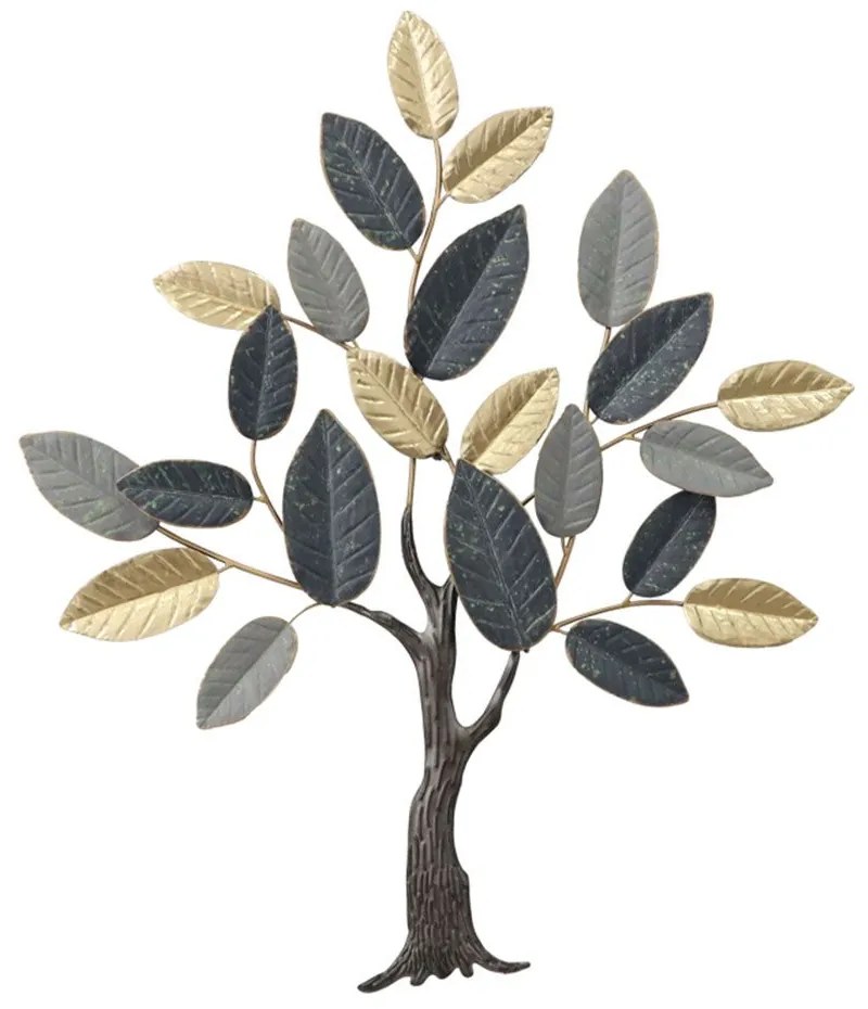 Διακοσμητικό Τοίχου Oliver 345-000014 71,5x84,5x4cm Grey-Black-Gold Inart Μέταλλο