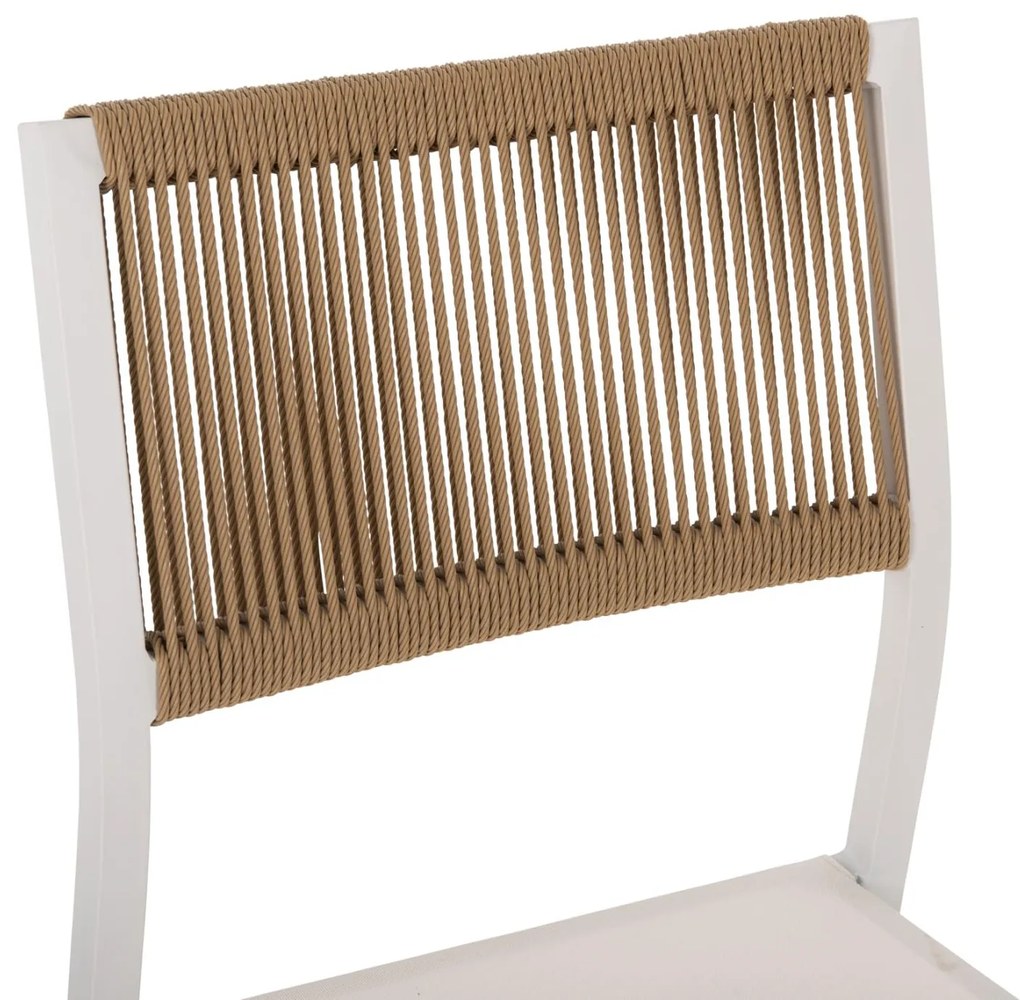 ΚΑΡΕΚΛΑ ΑΛΟΥΜΙΝΙΟΥ ΛΕΥΚΗ ΜΠΕΖ RATTAN &amp; TEXTLINE  46x55,5x83Yεκ.