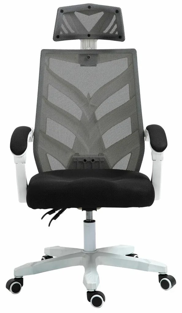 Καρέκλα γραφείου Mesa 467, Άσπρο, Γκρι, Μαύρο, 111x60x66cm, 14 kg, Με μπράτσα, Με ρόδες, Μηχανισμός καρέκλας: Κλίση | Epipla1.gr