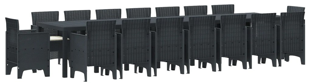 vidaXL Σέτ φαγητού για κήπο 17 pcs Ανθρακί Rattan Polt
