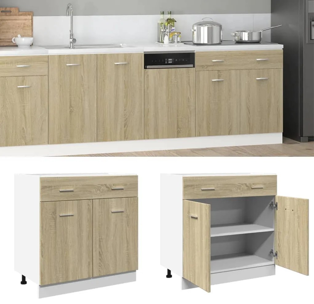 Ντουλάπι με Συρτάρια "Lyon" σε Χρώμα Sonoma Δρυς 80x46x81,5 εκ. από Τεχνητό Ξύλο