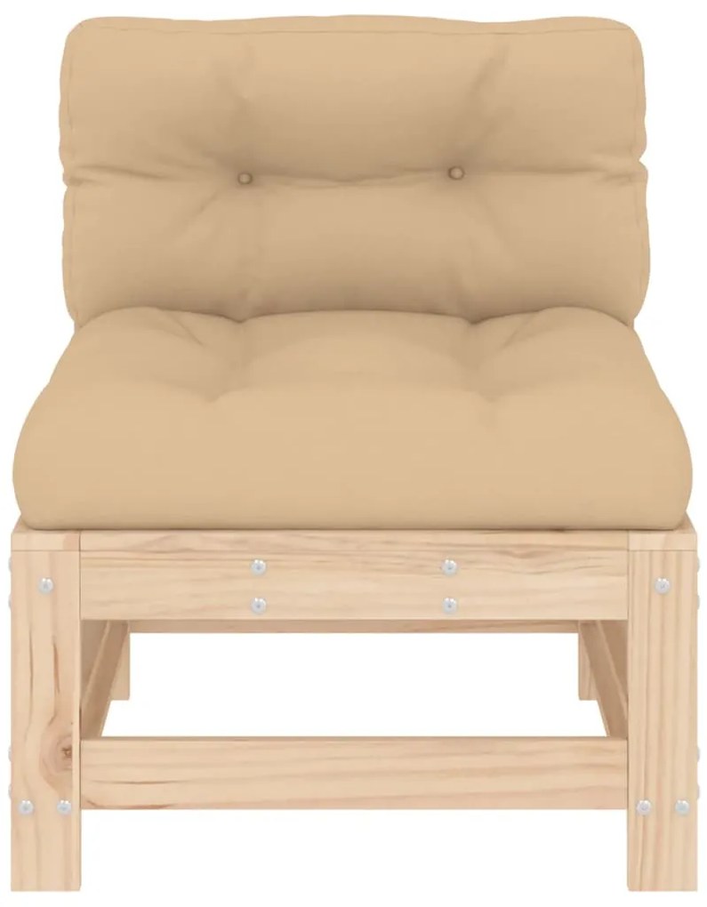 vidaXL Καναπέδες Μεσαίοι με Μαξιλάρια 2 τεμ. από Μασίφ Ξύλο Πεύκου