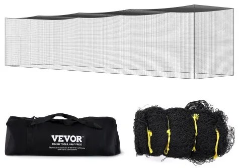 VEVOR Baseball Batting Netting, Professional Softball Baseball Batting Hitting Training Net, Practice Portable Pitching Cage Net with Door &amp; Carry Bag, Heavy Duty Enclosed PE Netting, 55FT (NET ONLY)