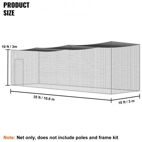 VEVOR Baseball Batting Netting, Professional Softball Baseball Batting Hitting Training Net, Practice Portable Pitching Cage Net with Door & Carry Bag, Heavy Duty Enclosed PE Netting, 35FT (NET ONLY)