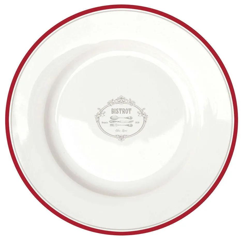 Πιάτο Φαγητού Bistrot 942BIST Φ26,5cm White-Red Easy Life Πορσελάνη
