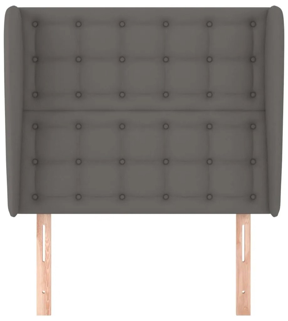 Κεφαλάρι με Πτερύγια Γκρι 93x23x118/128 εκ. Συνθετικό Δέρμα - Γκρι