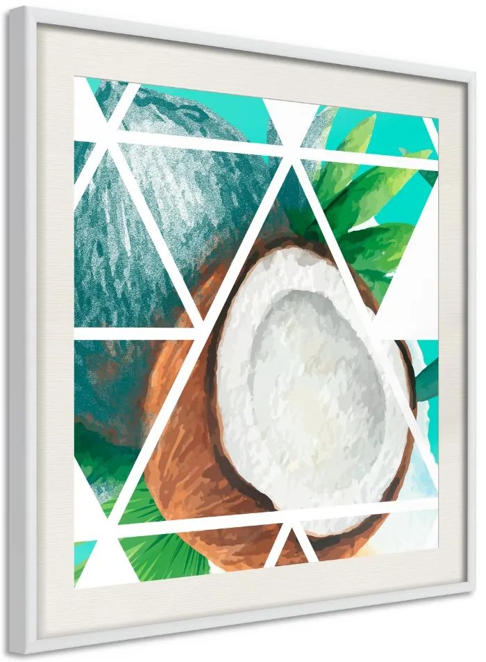 Αφίσα - Tropical Mosaic with Coconut (Square) - 20x20 - Χρυσό - Με πασπαρτού