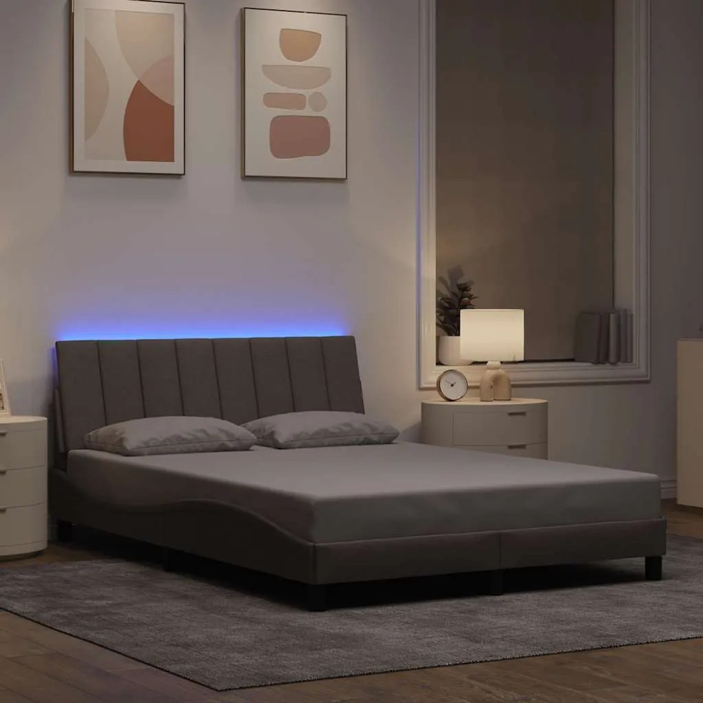 vidaXL Σκελετός Κρεβατιού Χωρίς Στρώμα Taupe 140x190 εκ. Υφασμάτινο