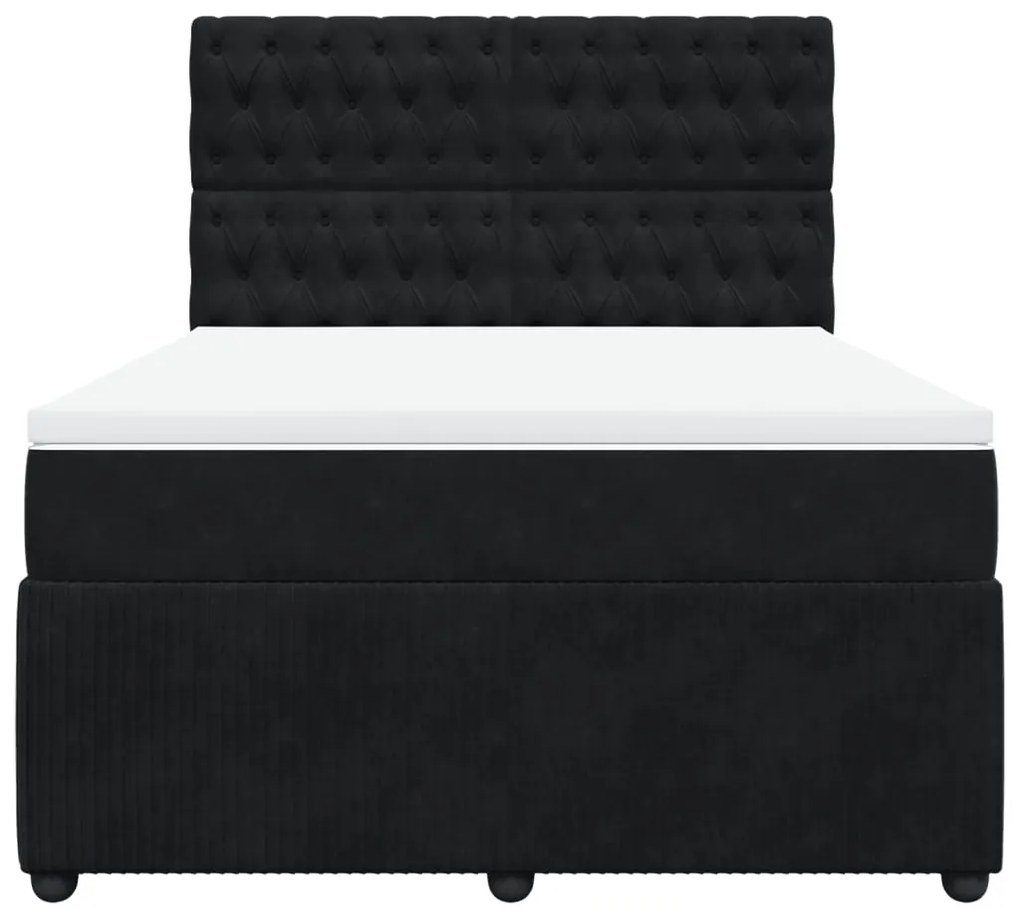 vidaXL Κρεβάτι Boxspring με Στρώμα Μαύρο 140x200 εκ. Βελούδινο