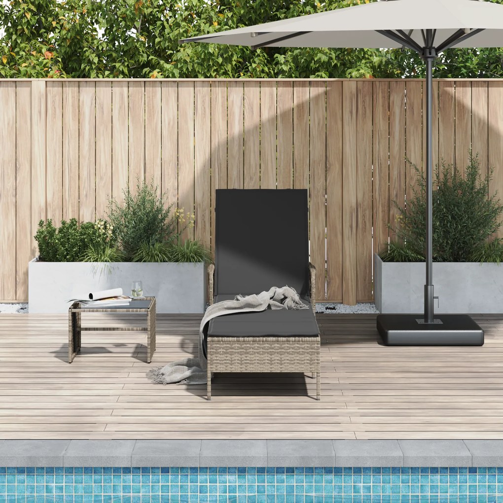 vidaXL Ξαπλώστρα Γκρι και σκούρο γκρι Ρατάν PE 157 x 55 x 92 εκ.
