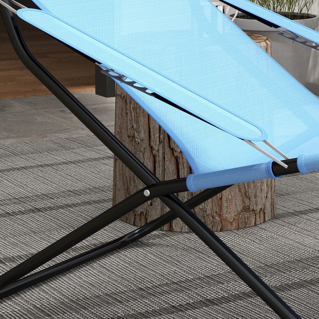 Outsunny Αναδιπλούμενη Καρέκλα, 4 θέσεων, αναπνέουσα, μεταλλικό σκελετό, 69 x 91 x 96 εκ., Μαύρο/Μπλε