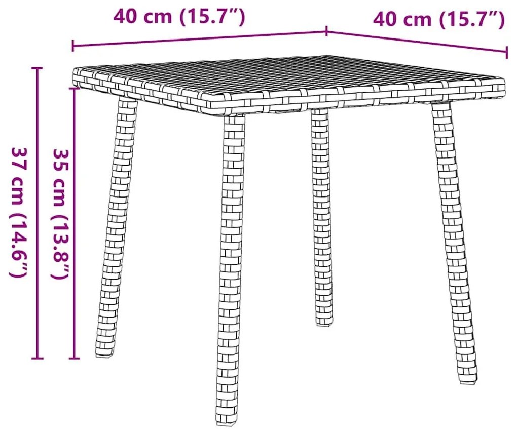 Κήπος Τραπεζάκι σαλονιού ορθογώνιο μπεζ 40x40x37 cm Poly Rattan - Μπεζ