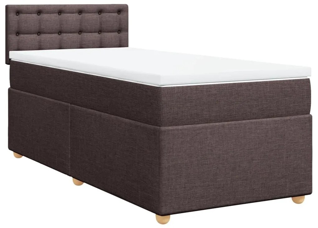 Κρεβάτι Boxspring με Στρώμα Σκούρο Καφέ 80x200 εκ. Υφασμάτινο - Καφέ