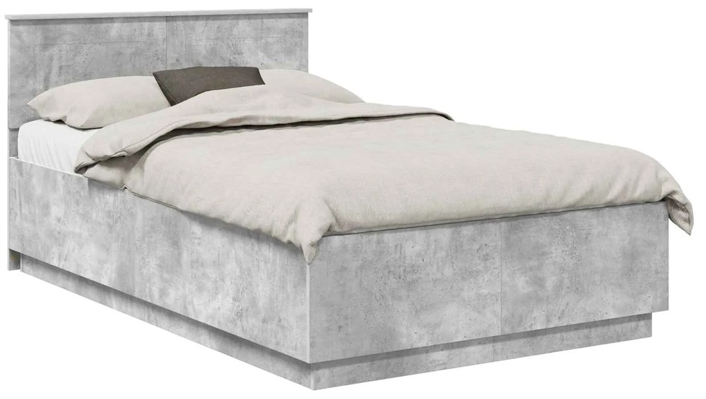 vidaXL Σκελετός Κρεβατιού με κεφαλάρι Σκυρόδεμα Γκρι 135 x 190 cm