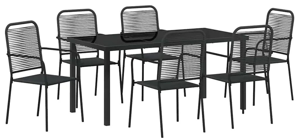 vidaXL Σέτ φαγητού για κήπο 7 pcs Μαύρο