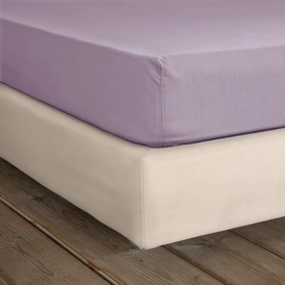 Σεντόνι Unicolors Με Λάστιχο Pale Mauve Nima Ημίδιπλο 120x232cm 100% Βαμβάκι