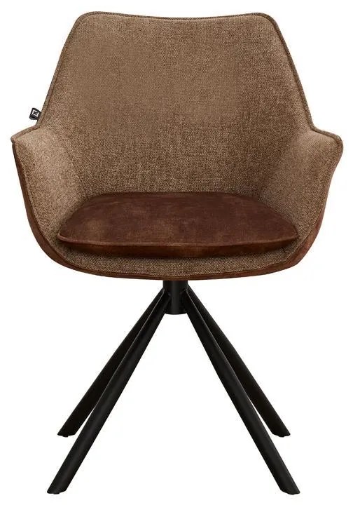 Πολυθρόνα Περιστρεφόμενη 5064 Fylliana με Μεταλλικά Πόδια Καφέ και Καφέ Ύφασμα 62x61,5x84 εκ. 62x61.5x84 εκ.