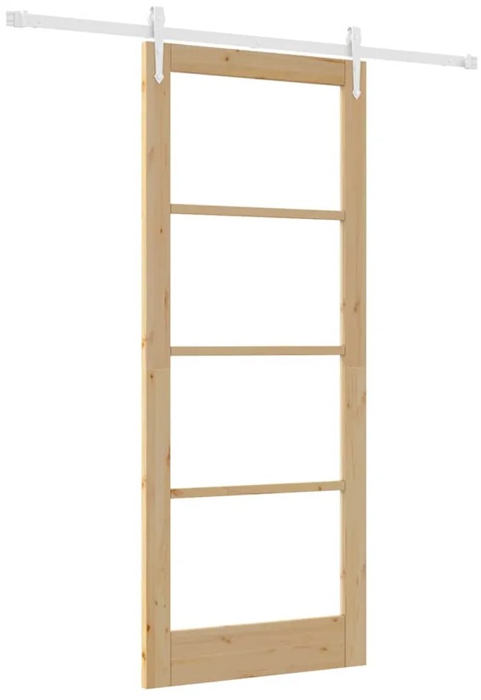 vidaXL Ολισθητή Πόρτα Καφέ 86 x 211 cm Ξύλο και μέταλλο