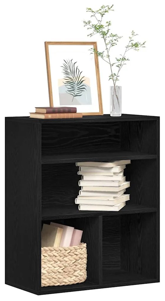 Βιβλιοθήκη Μαύρο 60x30x71,5 εκ. από Επεξεργασμένο Ξύλο