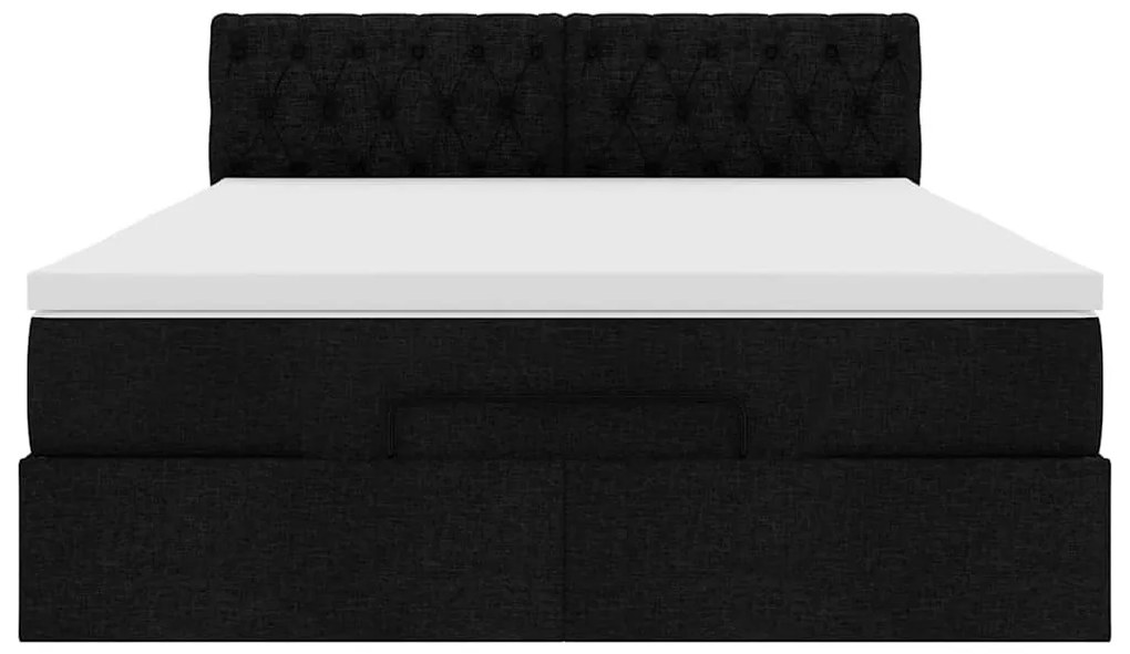 vidaXL Οθωμανικό κρεβάτι με στρώμα Μαύρο 140x200cm Ύφασμα