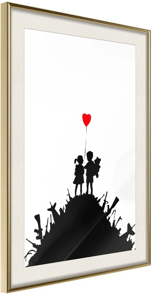 Αφίσα - Banksy: Kids on Guns - 40x60 - Χρυσό - Με πασπαρτού