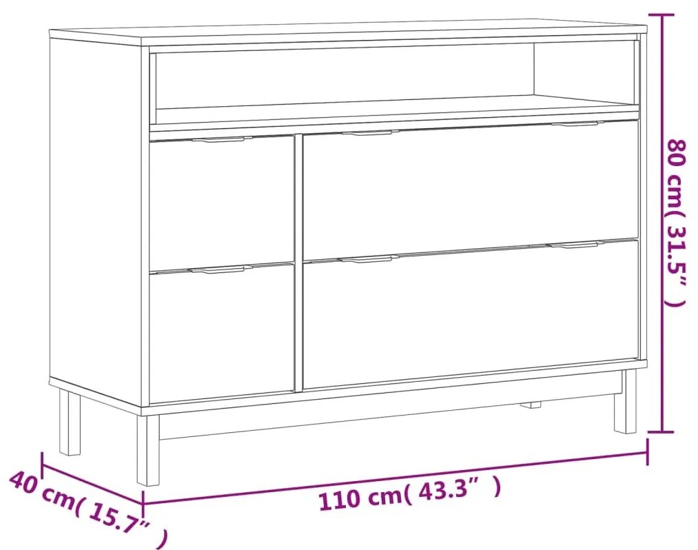 Συρταριέρα FLAM 110 x 40 x 80 εκ. από Μασίφ Ξύλο Πεύκου - Καφέ