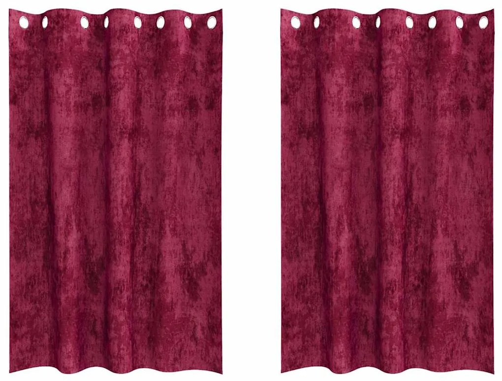 vidaXL Κουρτίνα με κουρτίνες 2 pcs Κόκκινο 175 x 140 εκ. Βελούδο