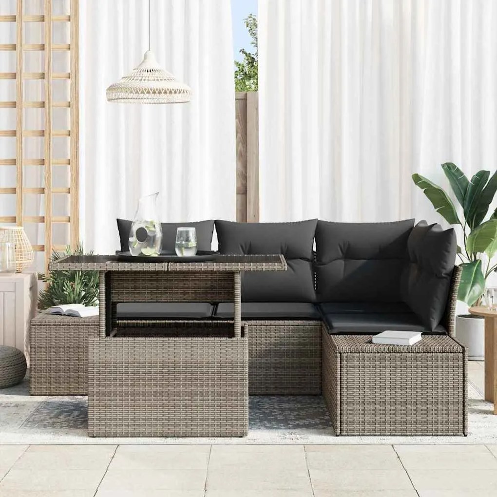 vidaXL Σετ Καναπέ Κήπου με μαξιλάρι 5 pcs Γκρι 100 x 55 x 73 εκ