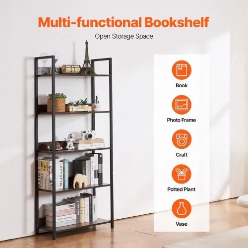 VEVOR Metal Bookshelf Open Bookshelf 5-Tier for Living room Bedroom &amp; Office