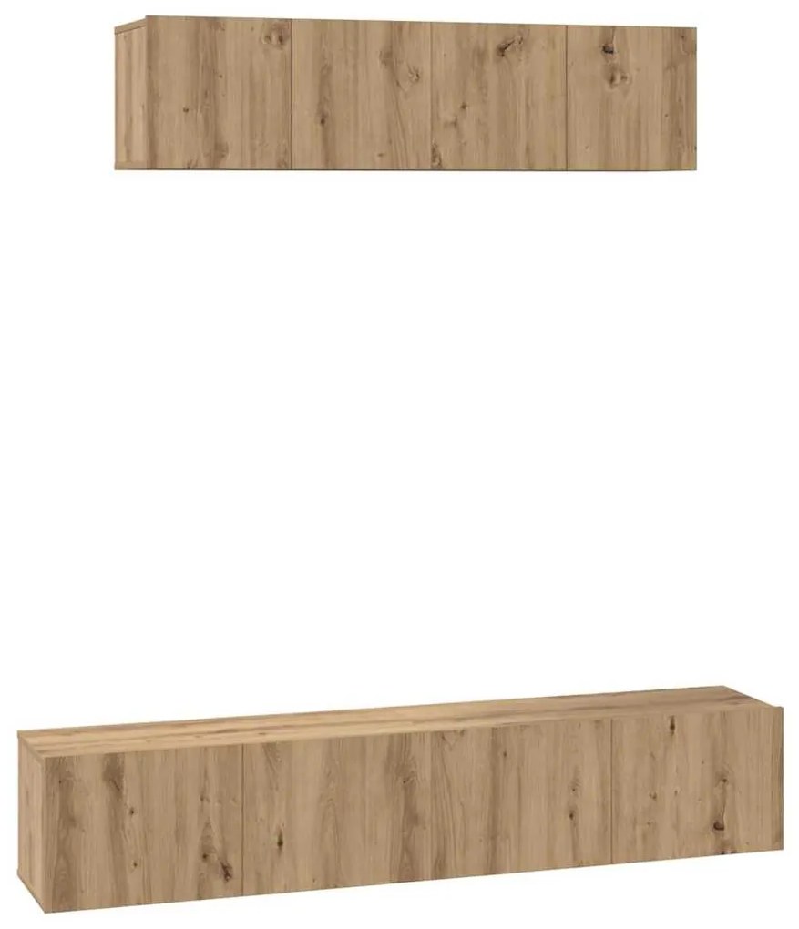 vidaXL Τηλεοπτική Κάβα Τοίχου Επιτοίχιο 4 pcs artisan δρυς