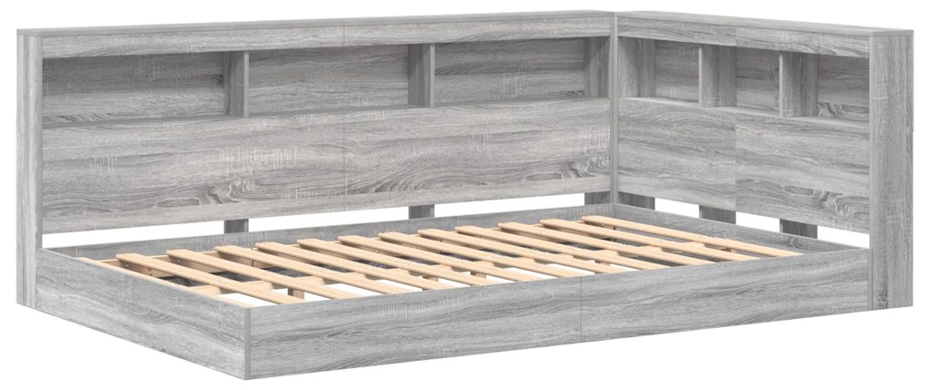 vidaXL Κρεβάτι Βιβλιοθήκης Γκρι Sonoma 120x200 εκ. Επεξεργασμένο Ξύλο