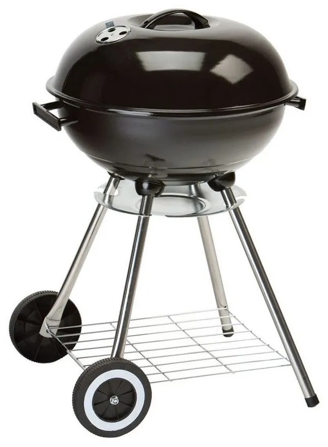 Ψησταριά Κάρβουνου BBQ 05-18771 44cm Με Καπάκι Και Ρόδες Μεταφοράς Black Estia Metal