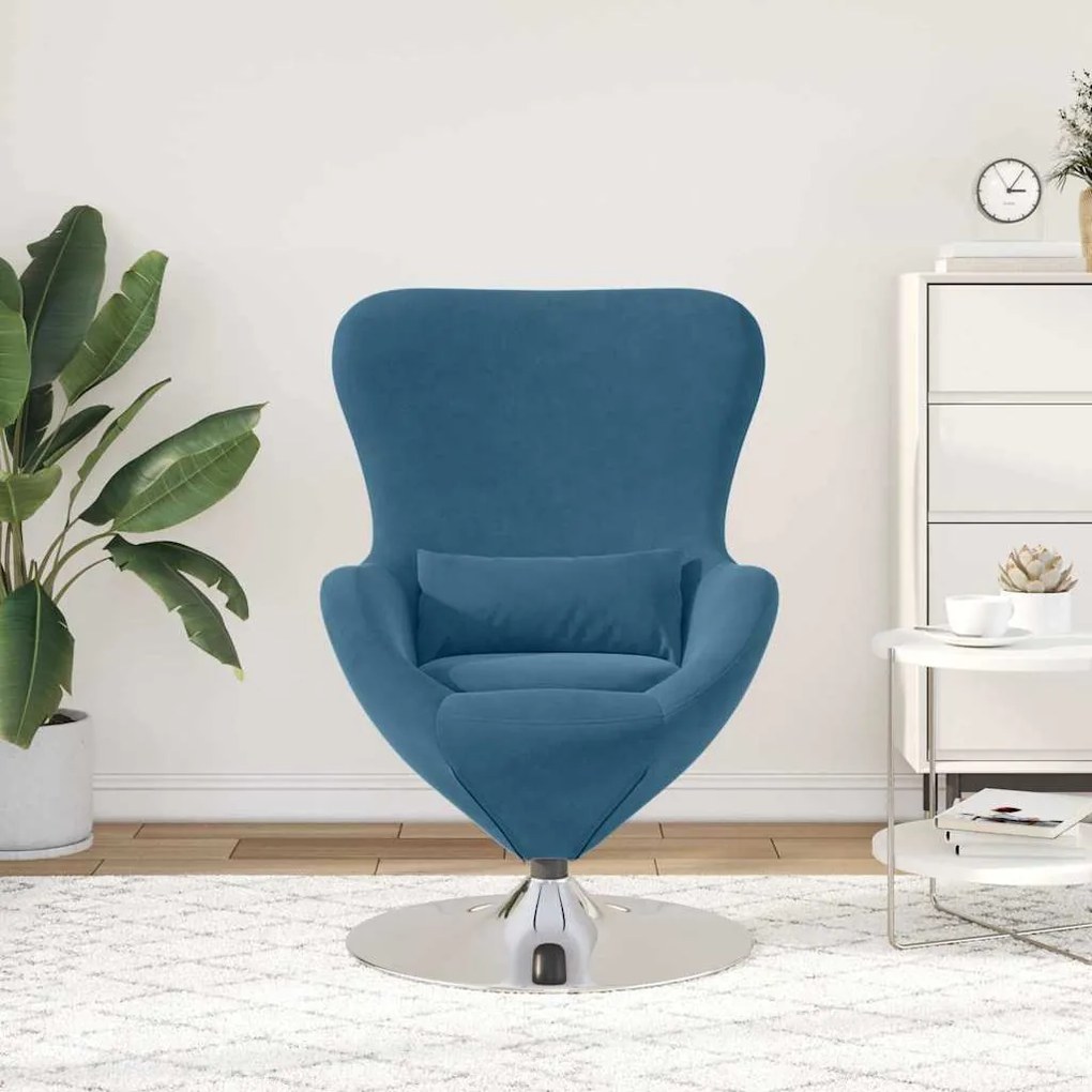 vidaXL Κάθισμα-αυγό Μπλε 63 x 73 x 90 εκ Βελούδο