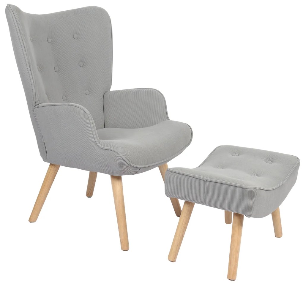 Πολυθρόνα ArteLibre AMARANTHUS Με Υποπόδιο Γκρι 98x70x77cm