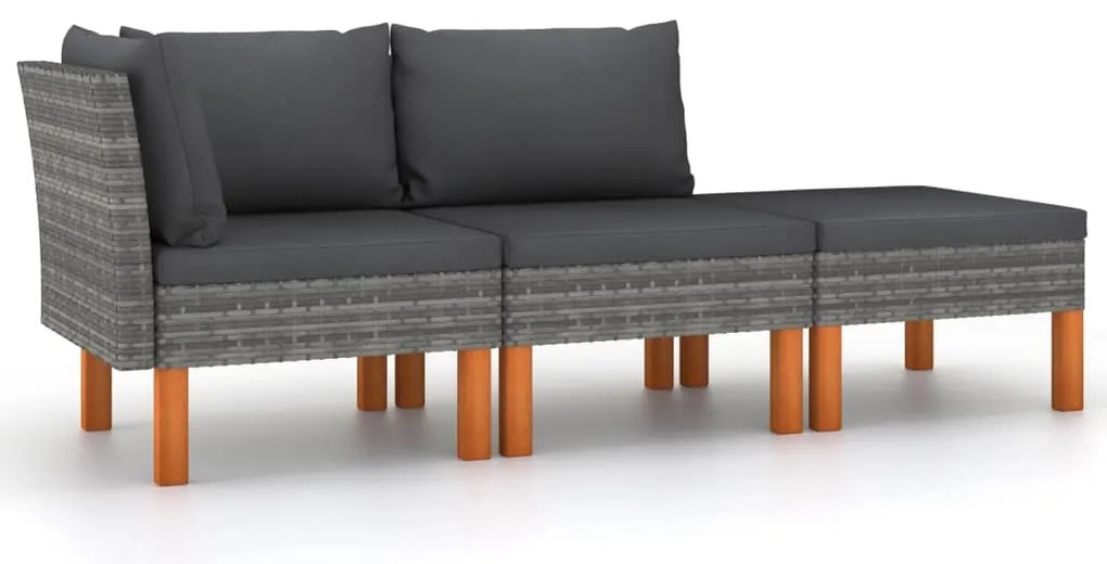 vidaXL Σαλόνι Κήπου 3 τεμ. από Συνθετικό Ρατάν / Μασίφ Ξύλο Ευκαλύπτου