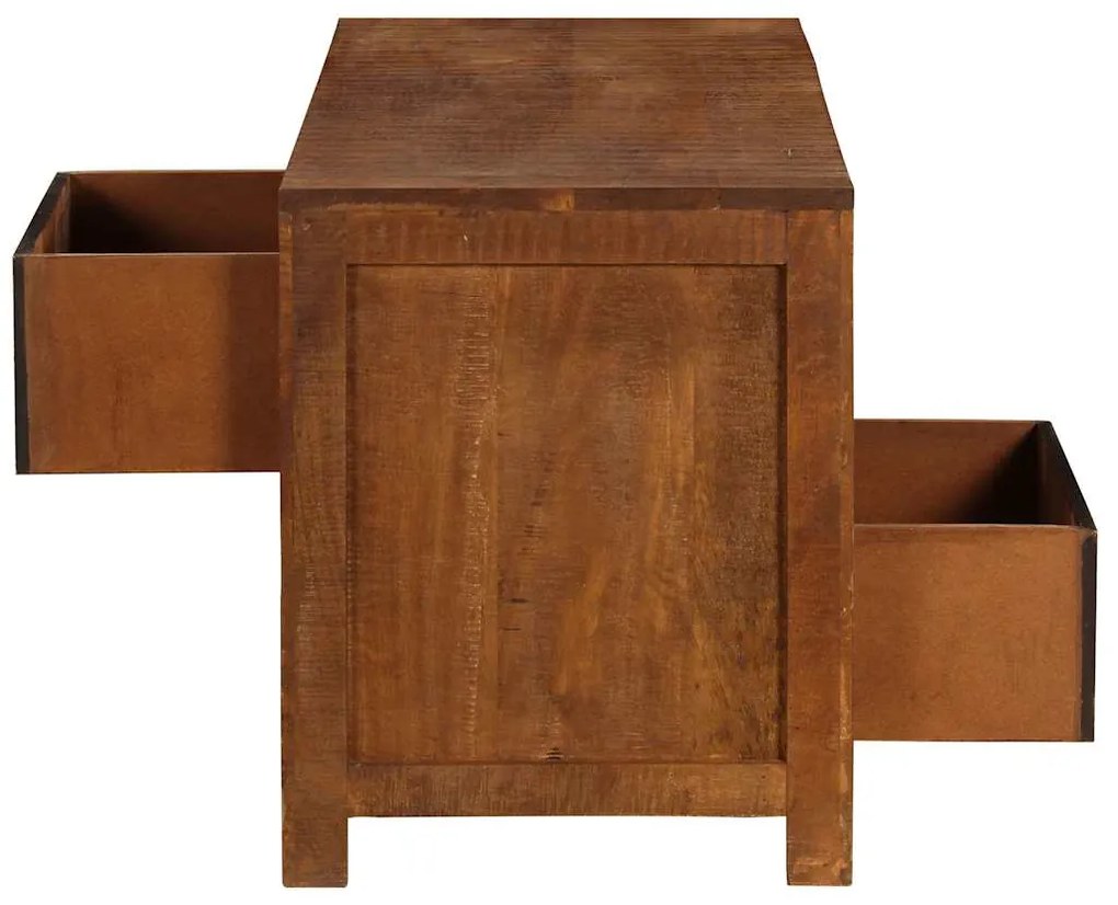Τραπεζάκι σαλονιού με 2 συρτάρια 90x40x50 cm Μασίφ ξύλο μάνγκο - Καφέ