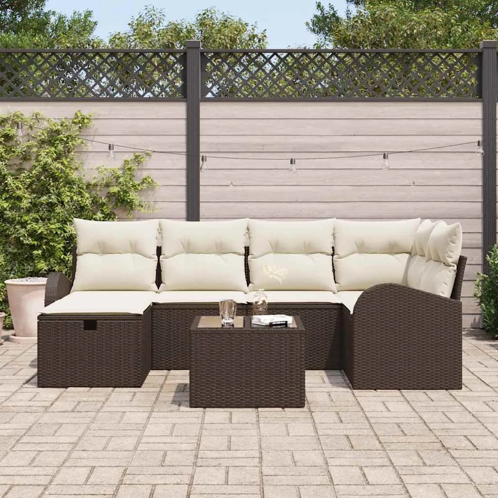 vidaXL Σετ Καναπέ Κήπου 7 pcs Καφέ και κρεμ 234 x 124 x 85 εκ
