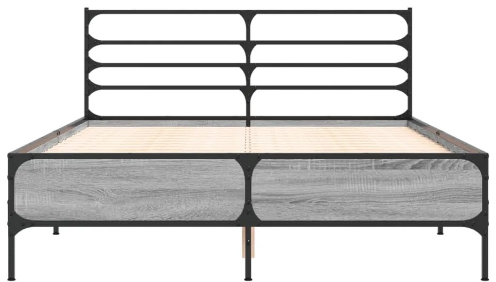 vidaXL Πλαίσιο Κρεβατιού Γκρι Sonoma 120x200 εκ. Επεξ. Ξύλο & Μέταλλο