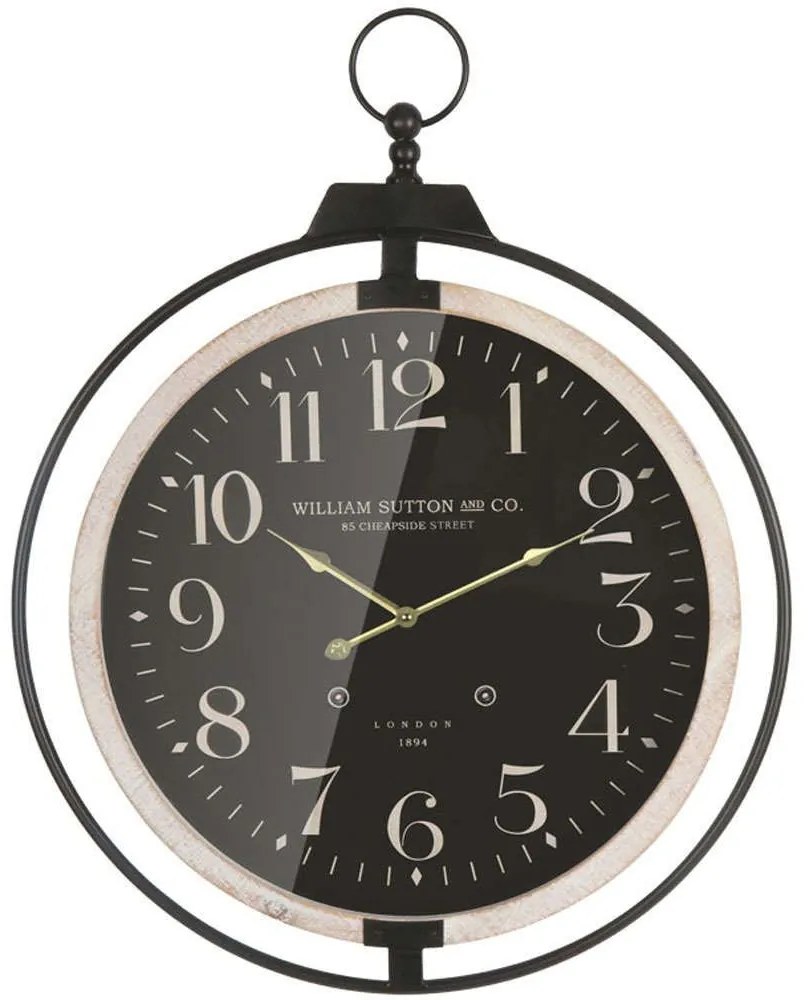 Ρολόι Τοίχου 15-00-94260 59,5x73x6,5cm Black-White Marhome Μέταλλο,Γυαλί