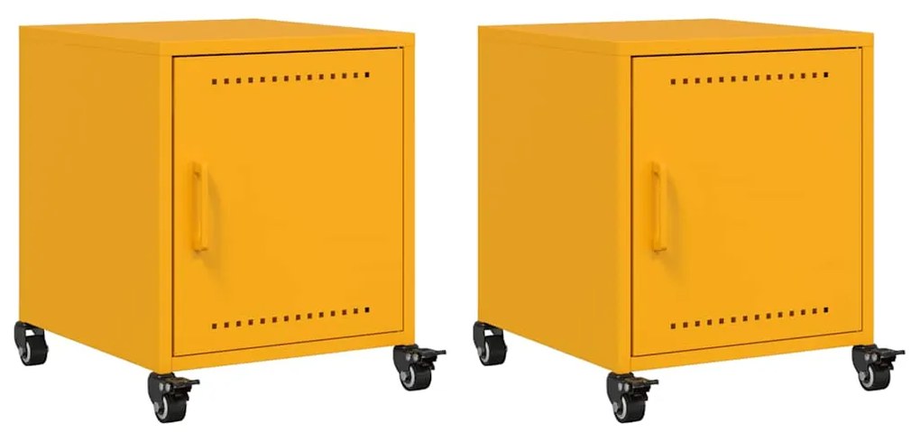 vidaXL Κομοδίνα 2 τεμ. Μουσταρδί 36x39x43,5 εκ. από Χάλυβα